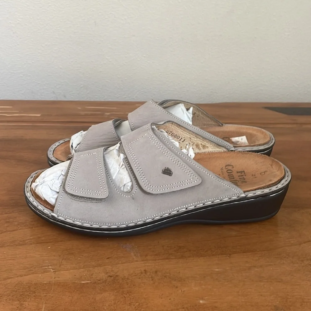 Finn Comfort Gray Slide Sandals Size 41